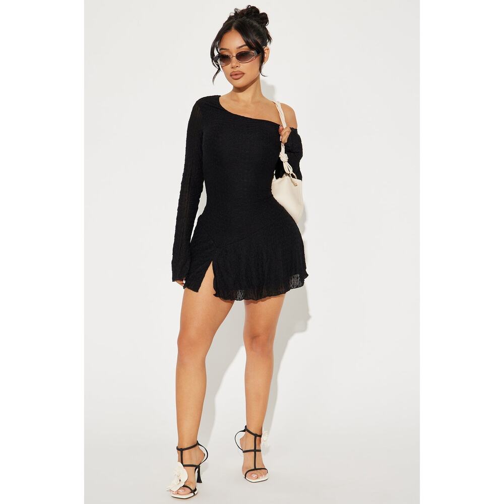 Just For The Night Lace Micro Mini Dress - Black - Size 1X
